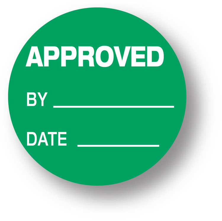 QUALITY - Approved/ By / Date (green)1.5" diameter circle