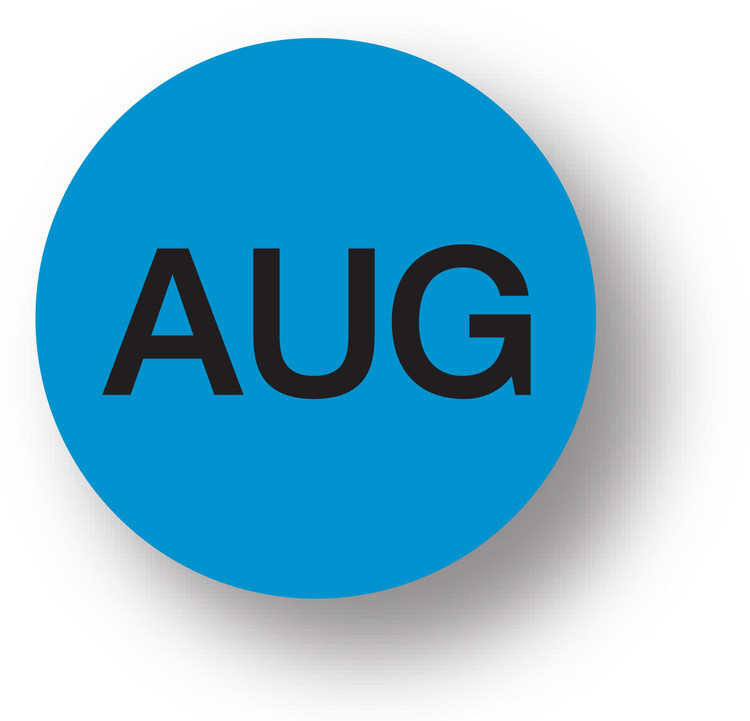 MONTH- August (Blue)1.5" diameter circle