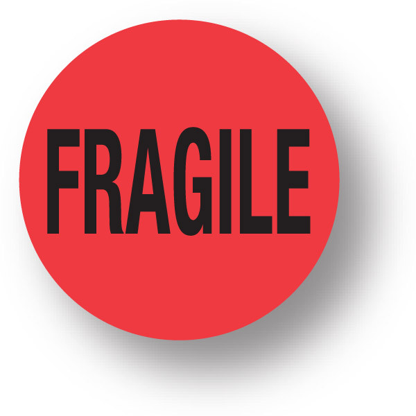 SHIPPING- Fragile (Red)1.5" diameter circle