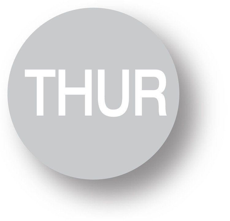 DAY - Thursday (Grey) 1.5" diameter circle