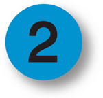 NUMBERS - 2 (Blue) 1.5" diameter circle