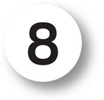 NUMBERS - 8 (White) 1.5" diameter circle