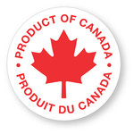 PRODUCT OF CANADA - .75" dia. circle - Red on White